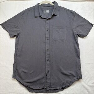 Bridge & Burn Linen Button Up Shirt Gray Garment Dyed Casual Mens Large